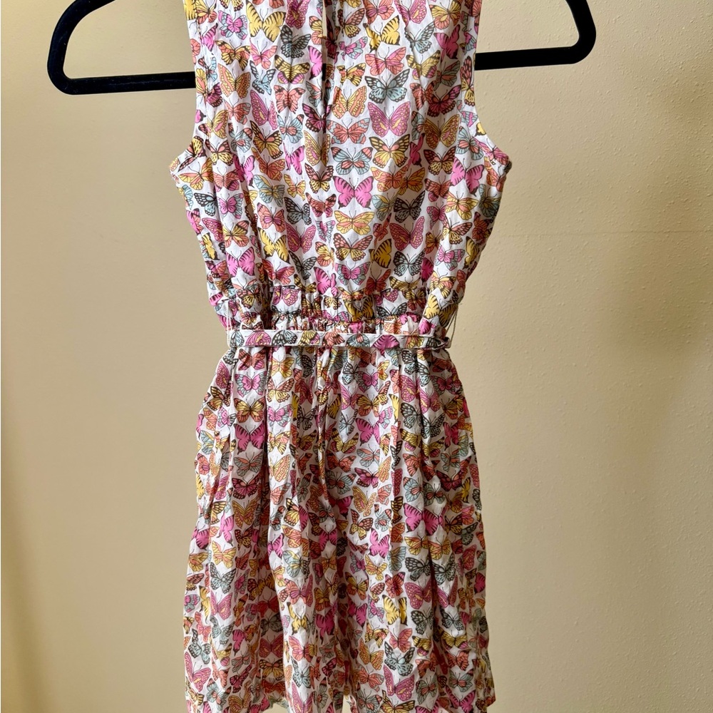 Crewcuts Butterfly Dress Girls Size 7 Tie Waist Cotton Summer Dress - Picture 2 of 3